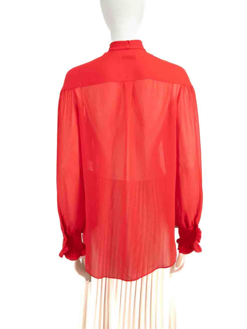 Rejina Pyo Red Sheer Front-Tie Shirt Size XS In Good Condition For Sale In London, GB