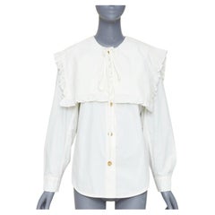 REJINA PYO Tate ruffled sailor collar cotton-poplin long sleeve bow shirt S