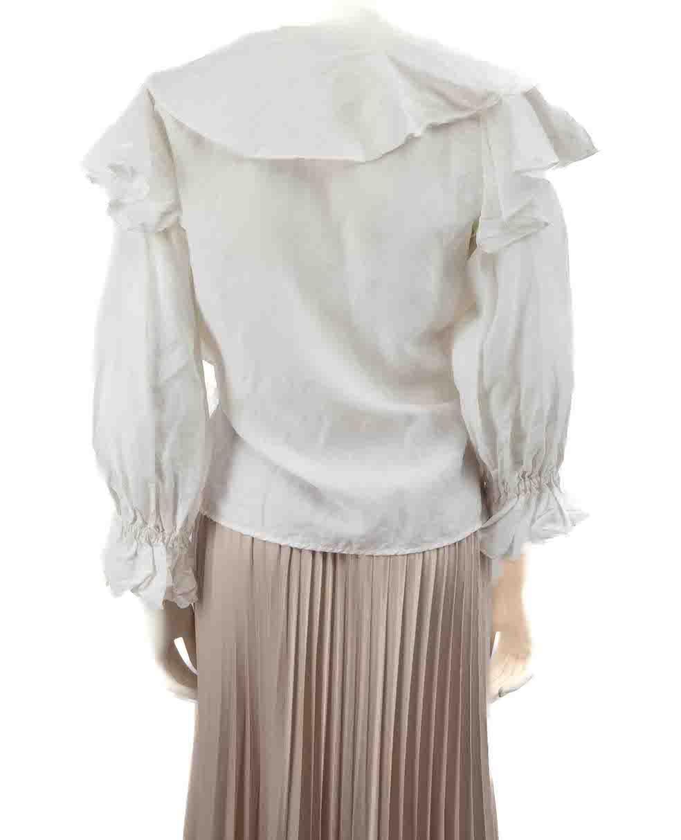 Rejina Pyo White Ruffle Detail Wrap Blouse Size S In Good Condition In London, GB