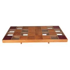Rejunte, versatile Coffee table with moveable square modules in glass and wood