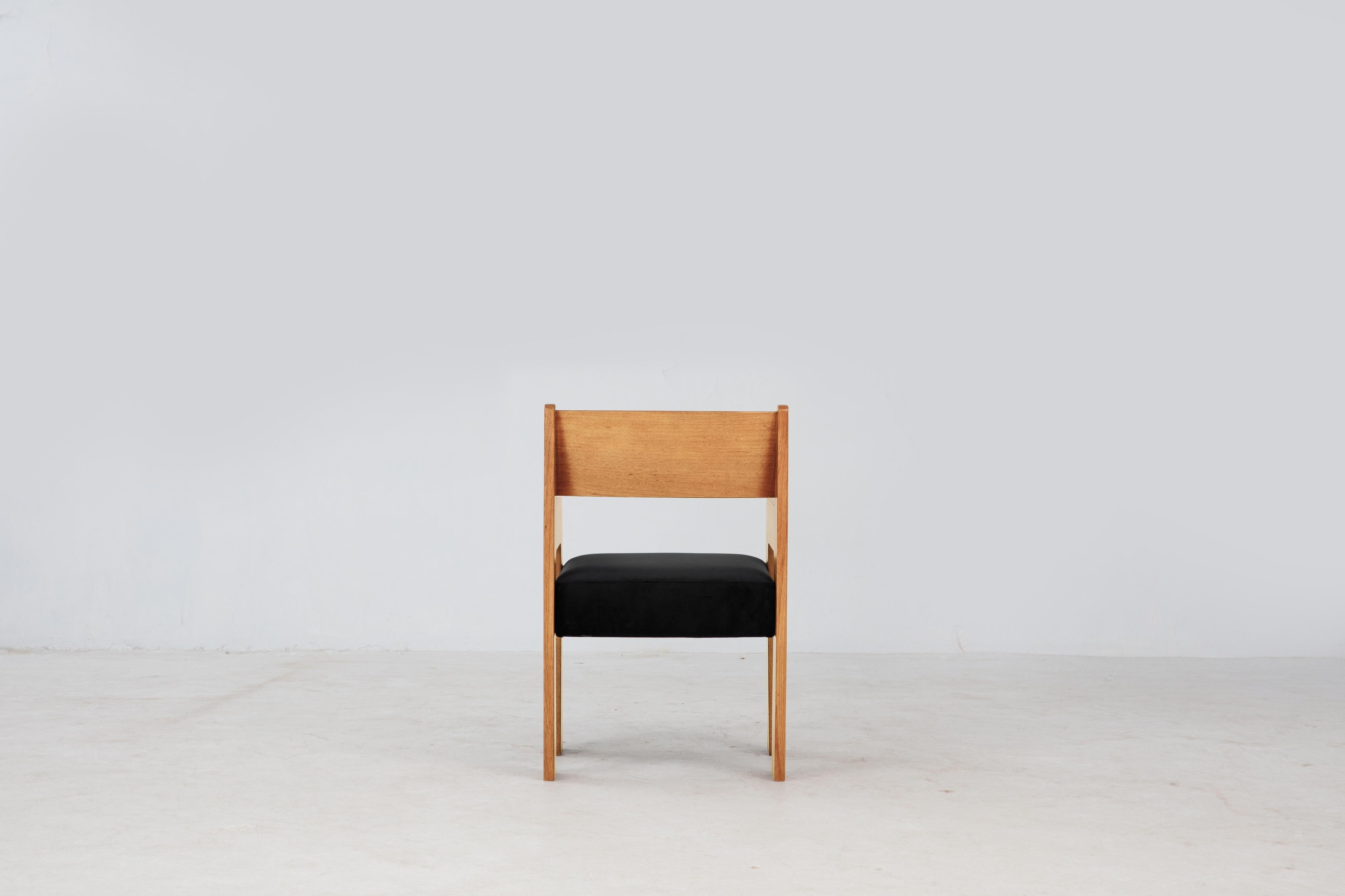 Reka Armchair, Minimalist Velvet and Wood Dining Chair in Clay/Black In New Condition For Sale In San Jose, CA