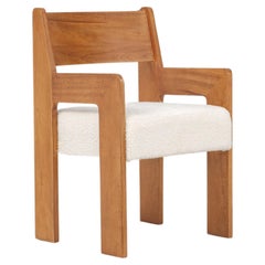 Fauteuil Reka, chaise de salle à manger minimaliste en velours et Wood en bouclé Clay and Wood