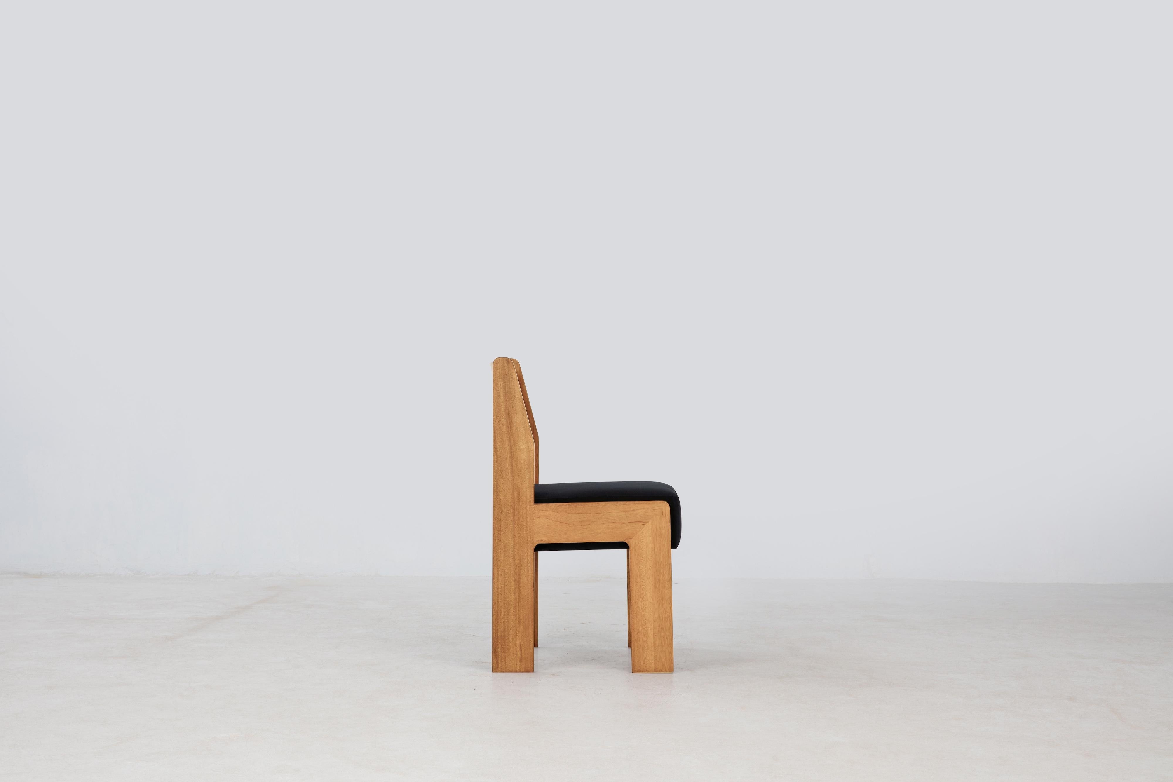 Asian Reka Side Chair, Minimalist Velvet and Wood Dining Chair in Clay/Black For Sale