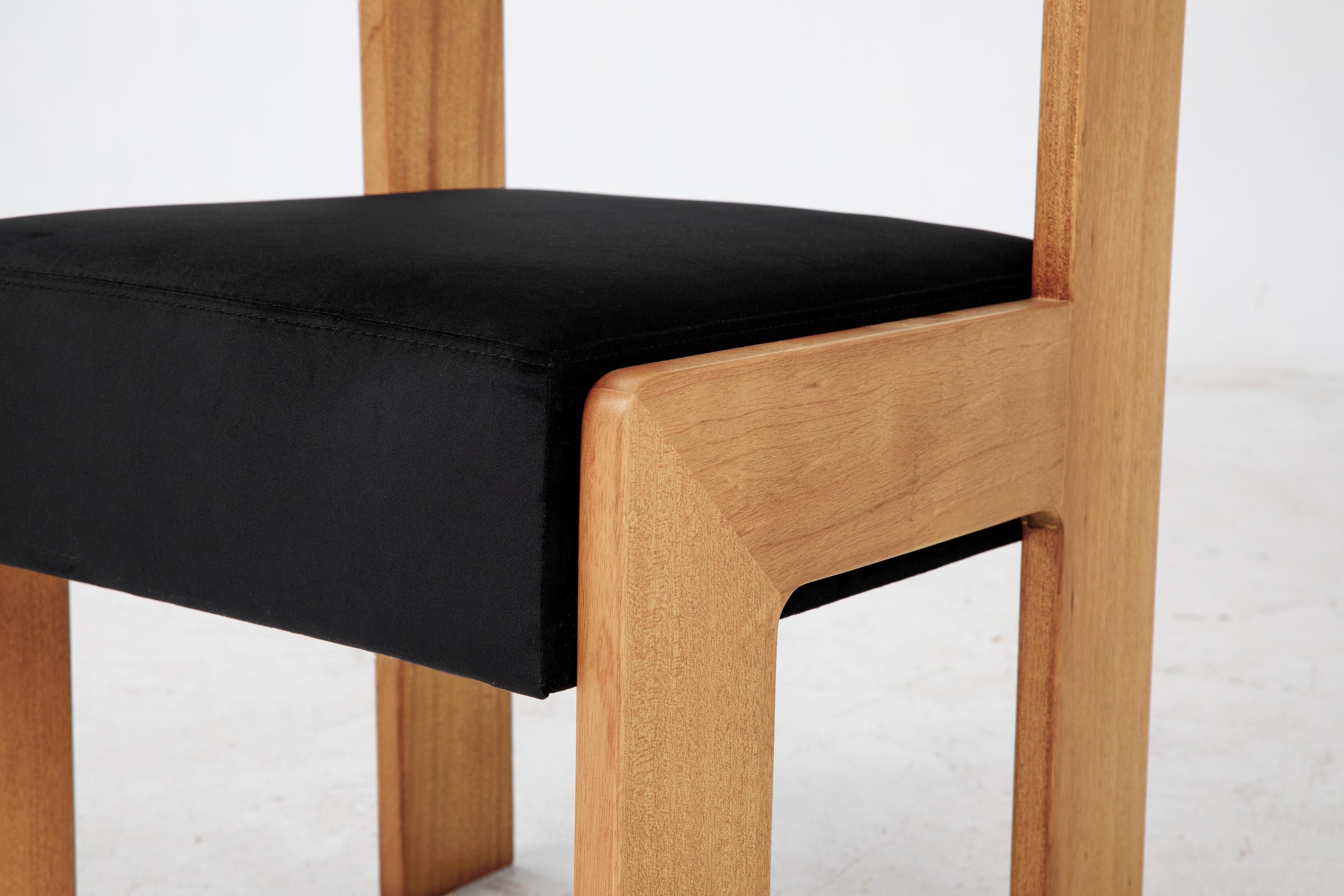 Reka Side Chair, Minimalist Velvet and Wood Dining Chair in Clay/Black In New Condition For Sale In San Jose, CA