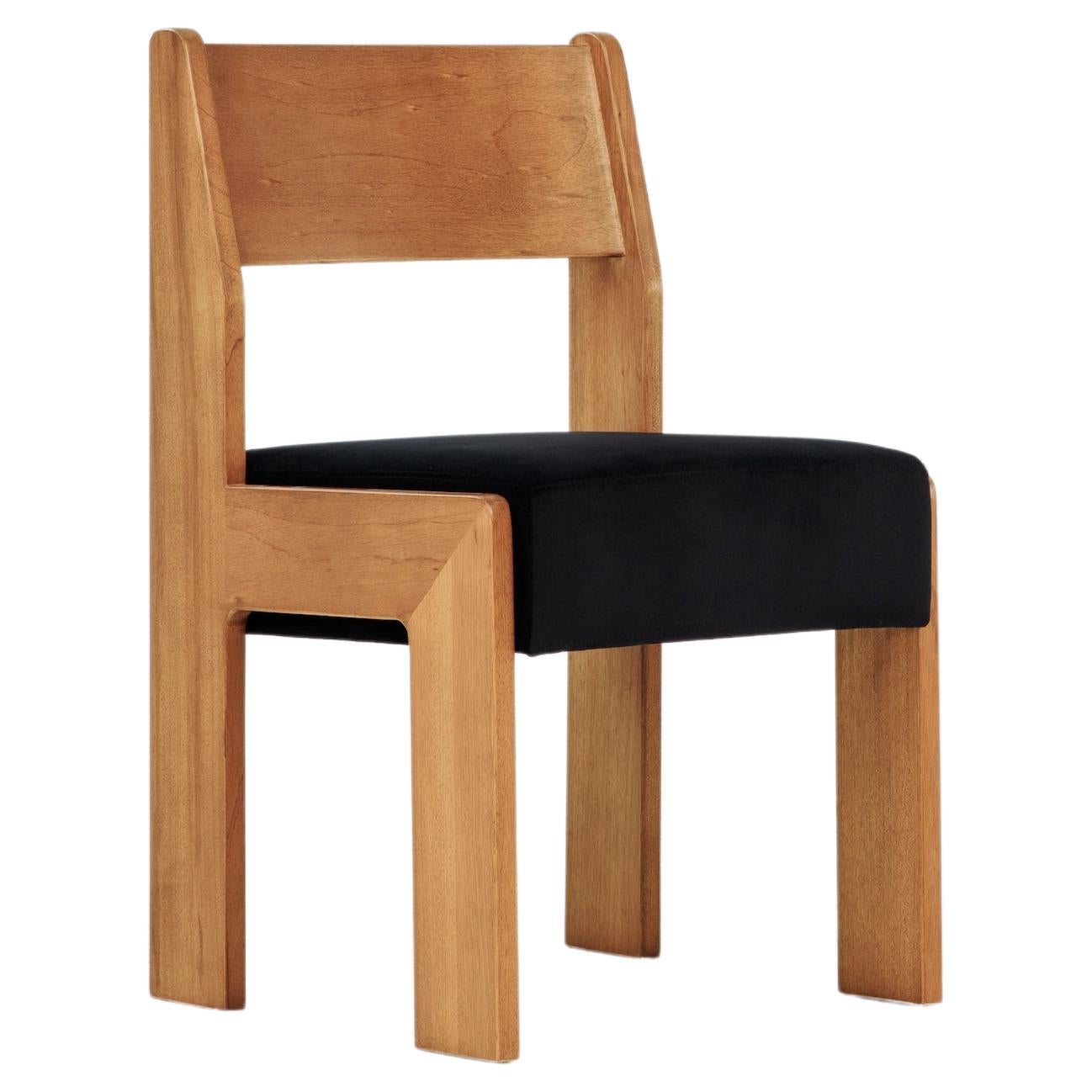 Reka Side Chair, Minimalist Velvet and Wood Dining Chair in Clay/Black For Sale