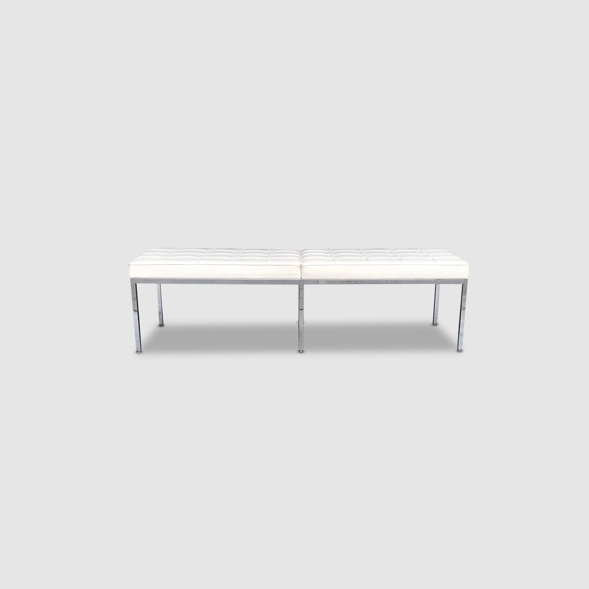 Steel Relax 3-seater leather bench by Florence Knoll for Knoll International 2000s