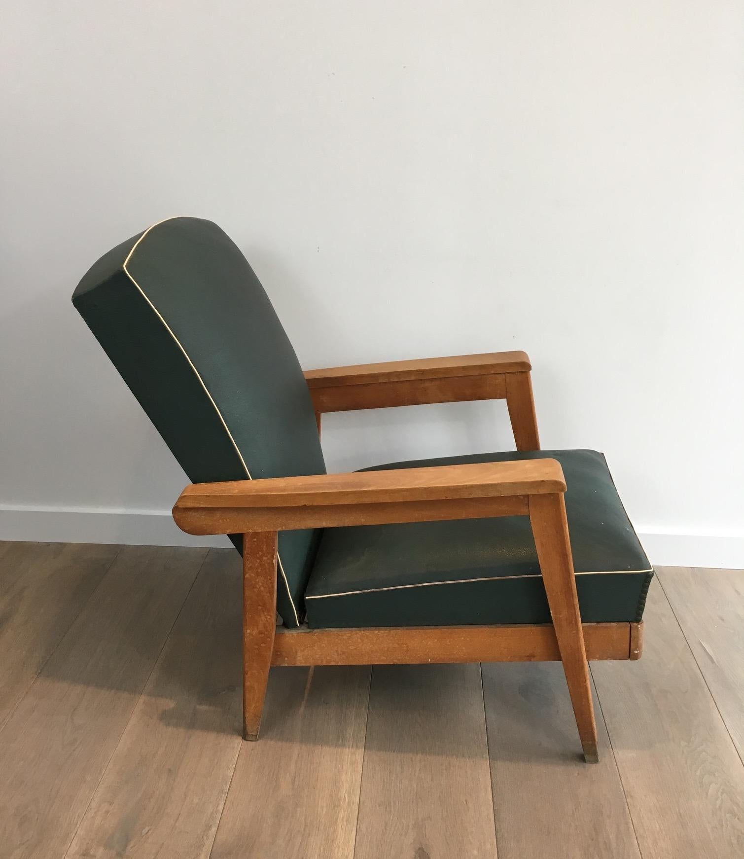 Relax armchair, French. Great design. Made of faux-leather, French, circa 1950.