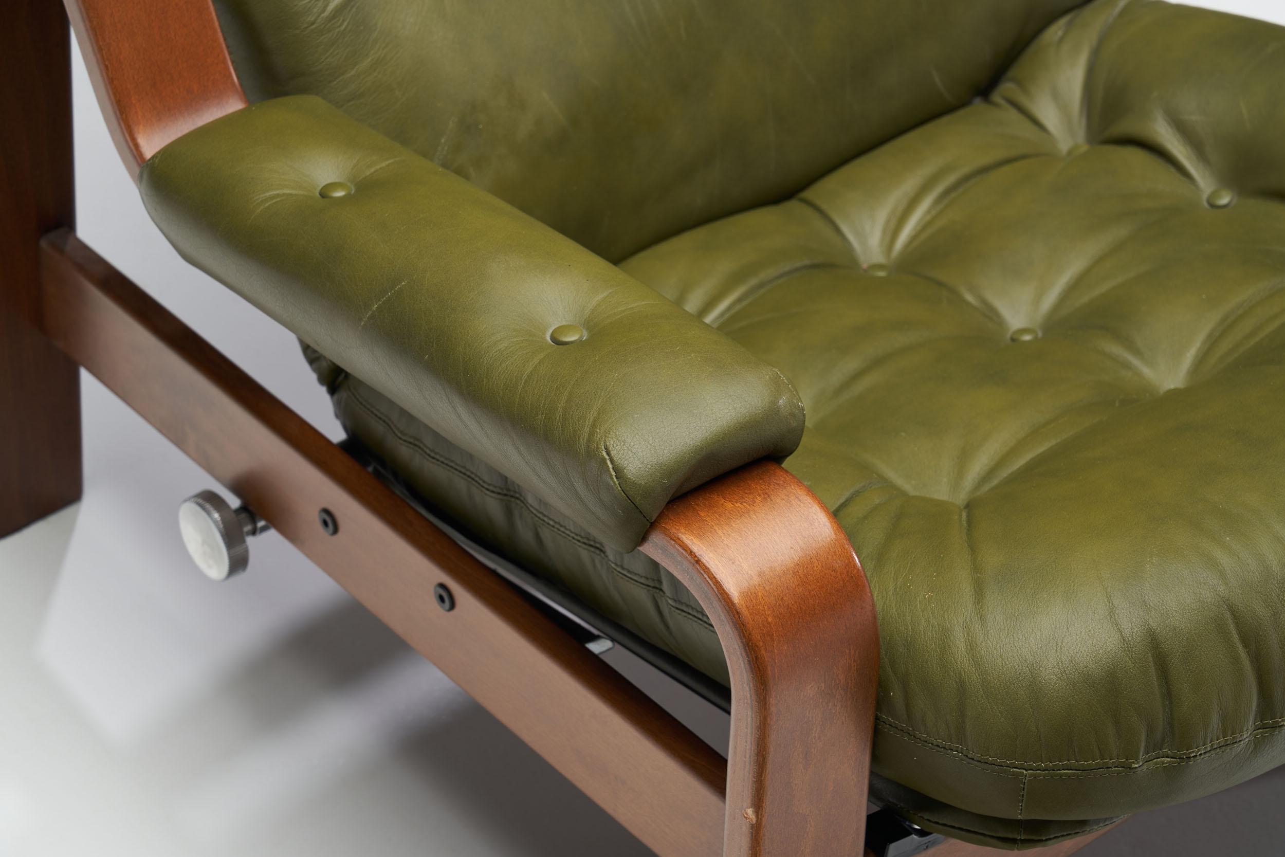 Late 20th Century “Relax II” Chair and a Foot Stool by Göte Möbler Nassjö AB, Sweden, 1970