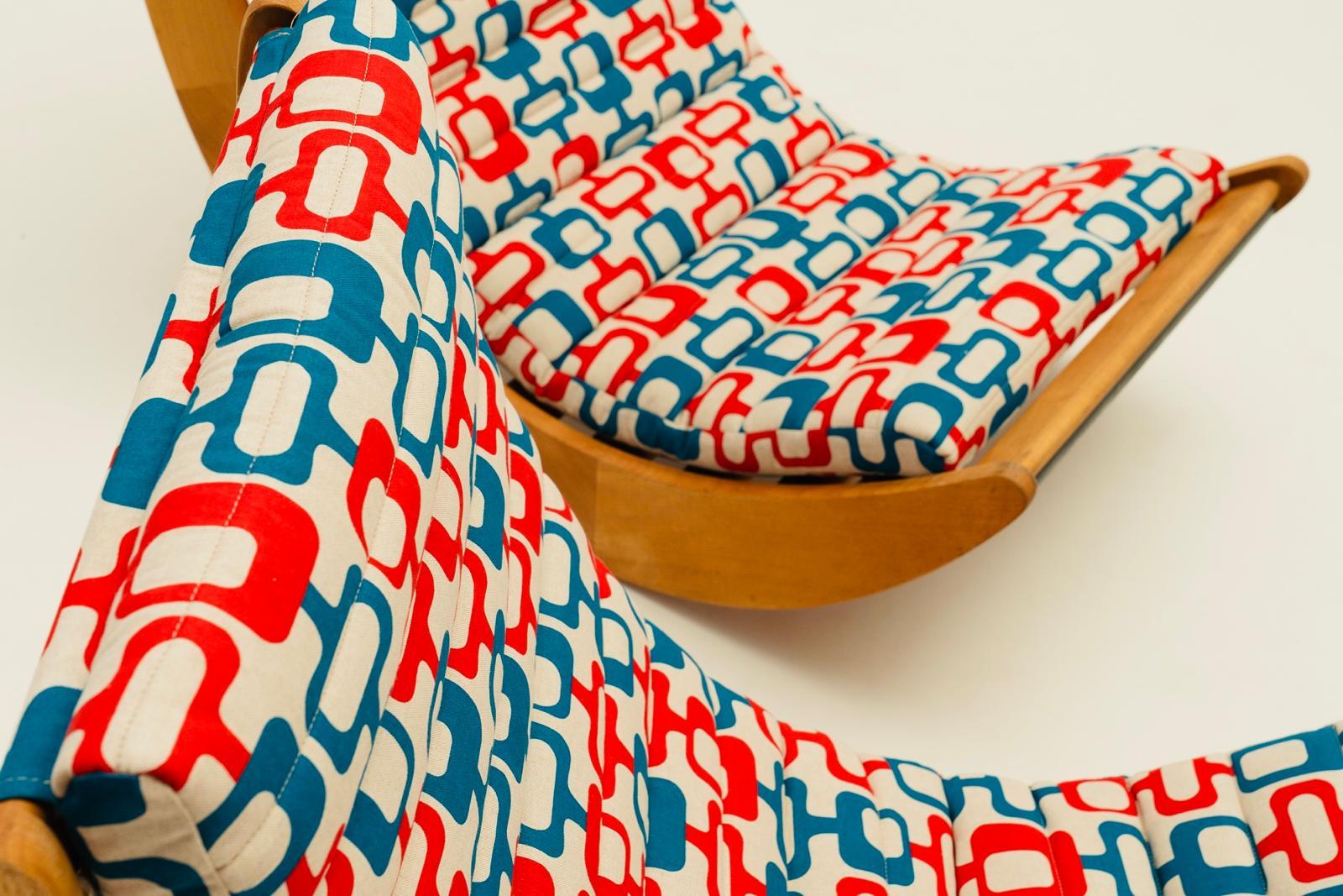 Danish 'Relaxer' Rocking long chair by Verner Panton