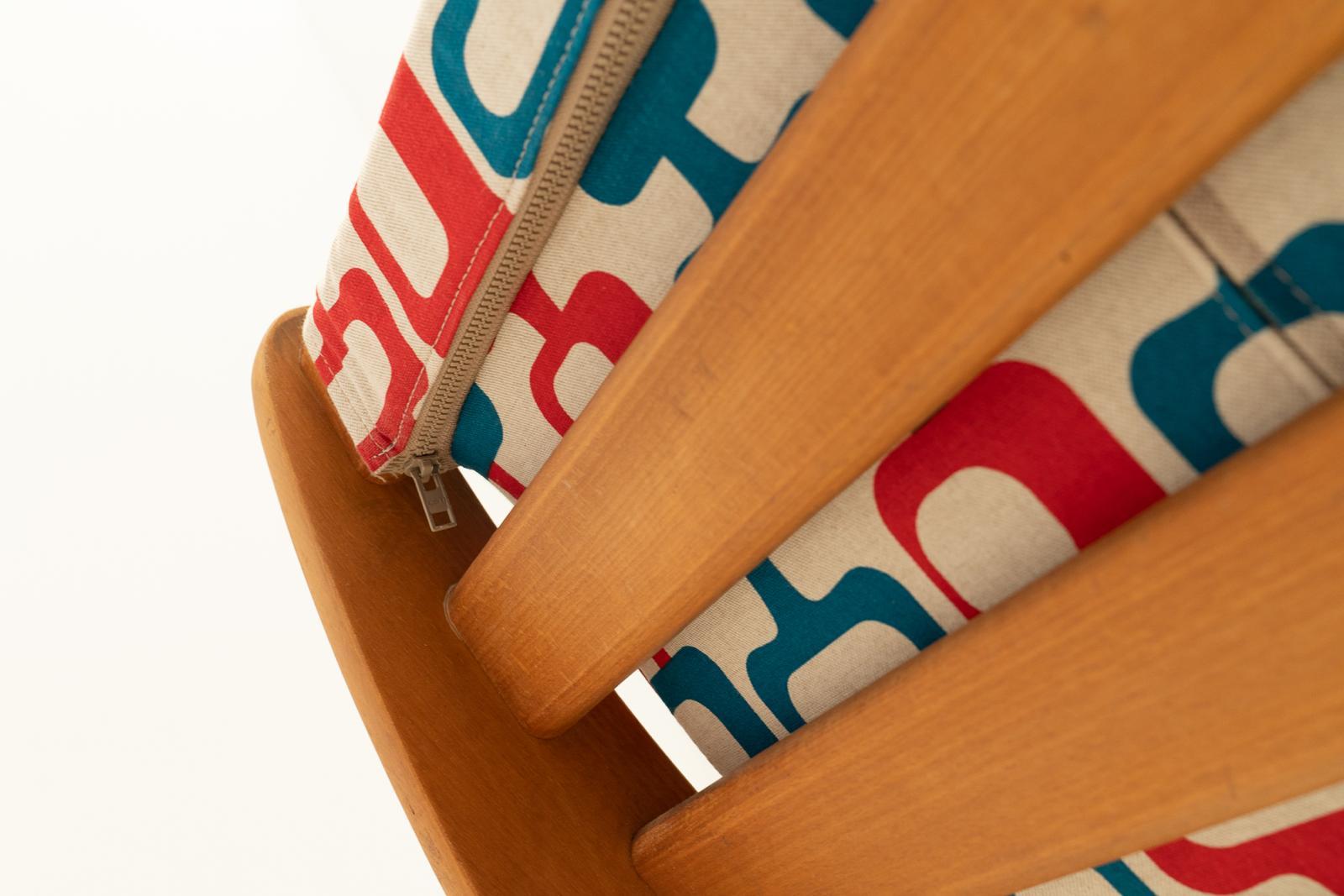Fabric 'Relaxer' Rocking long chair by Verner Panton