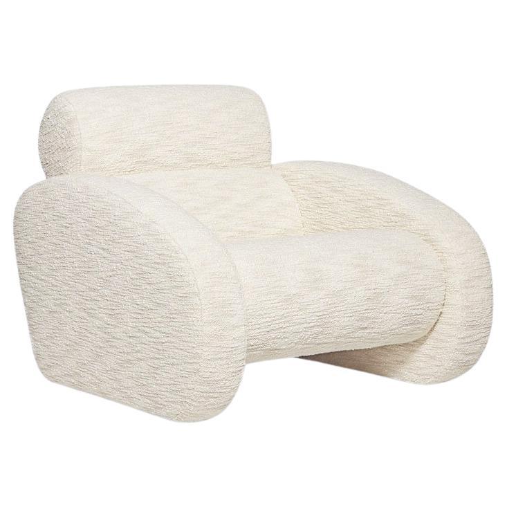 Relaxing Bouclé Armchair with Curvy Silhouette For Sale