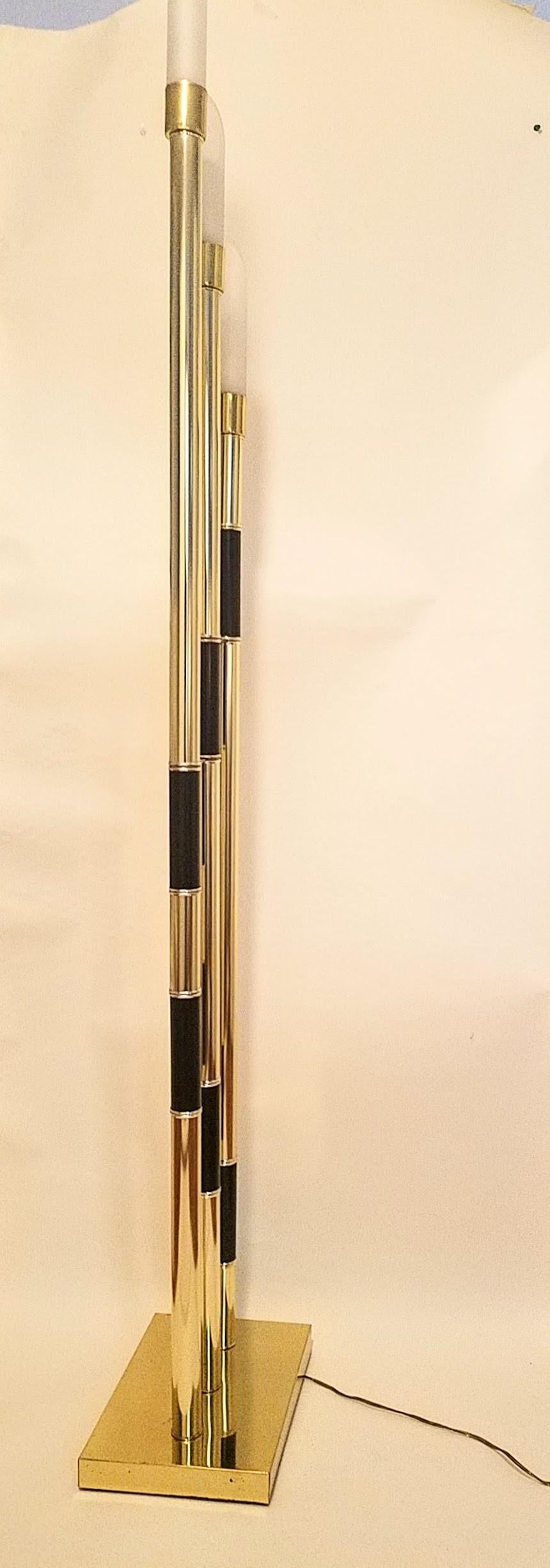 Relco Italian Triple Tube Brass Frosted Glass Mid Century Floor Lamp 1985 In Good Condition For Sale In Camden, ME