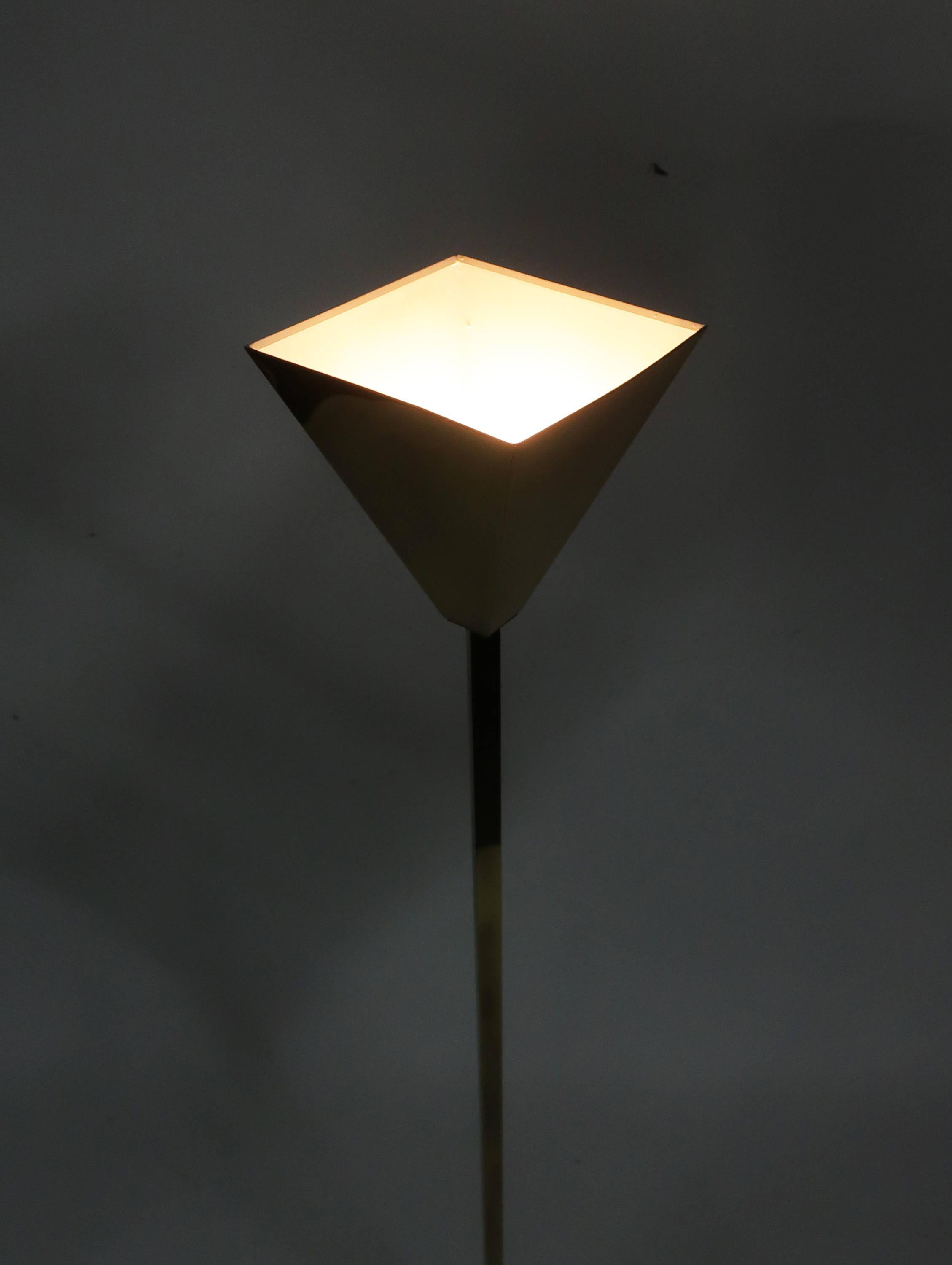 1980s Italian Brass Torchiere Floor Lamp For Sale 1
