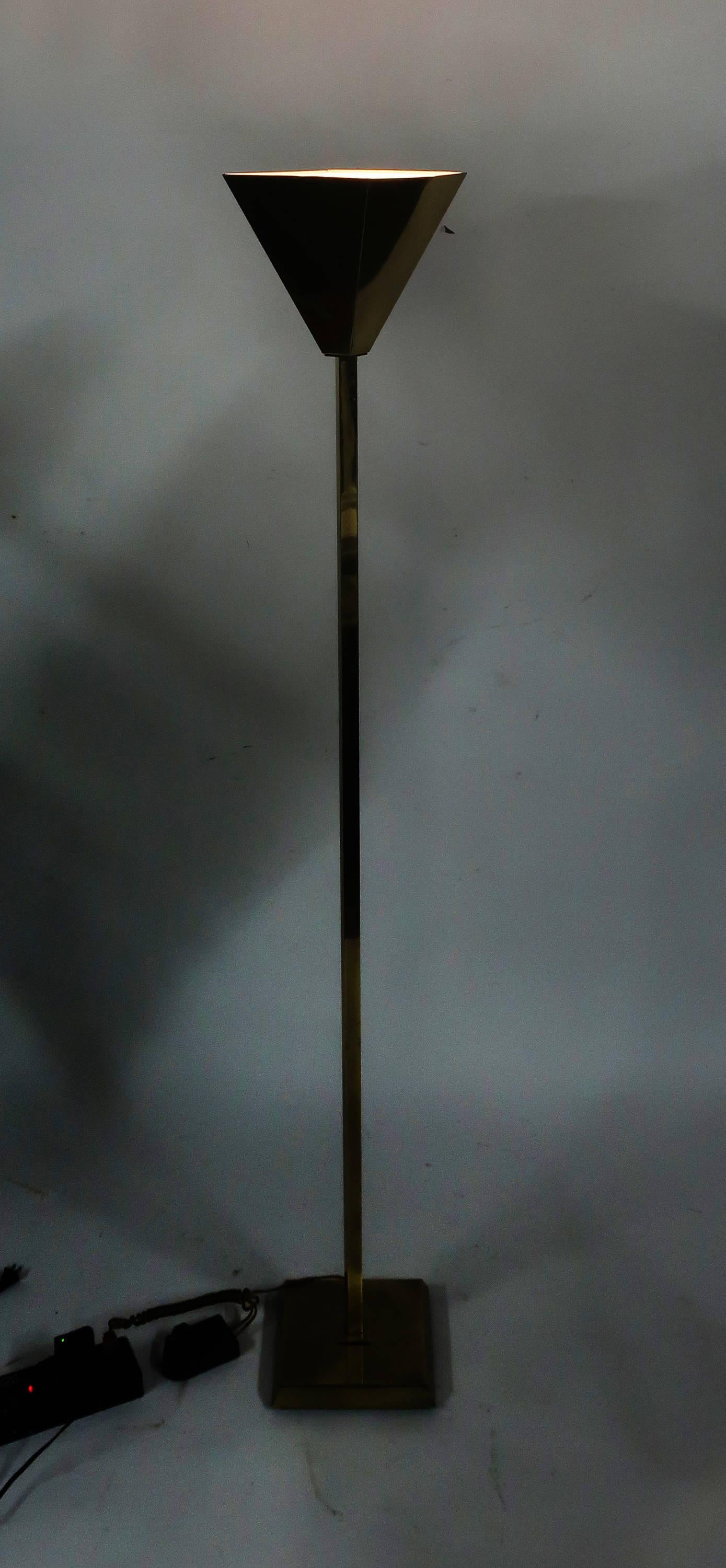 1980s Italian Brass Torchiere Floor Lamp For Sale 2