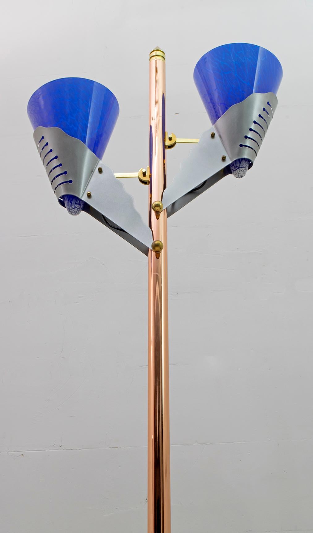 Relco Milano Modernist Italian Murano Glass and Brass Floor Lamp, 1980s For Sale 9