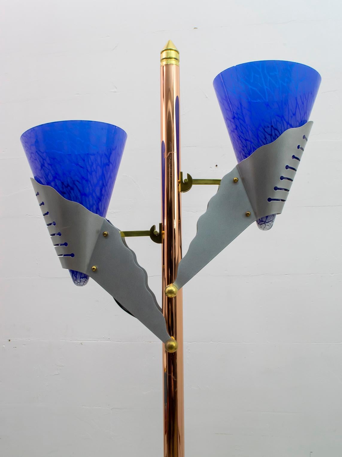 Relco Milano Modernist Italian Murano Glass and Brass Floor Lamp, 1980s For Sale 3