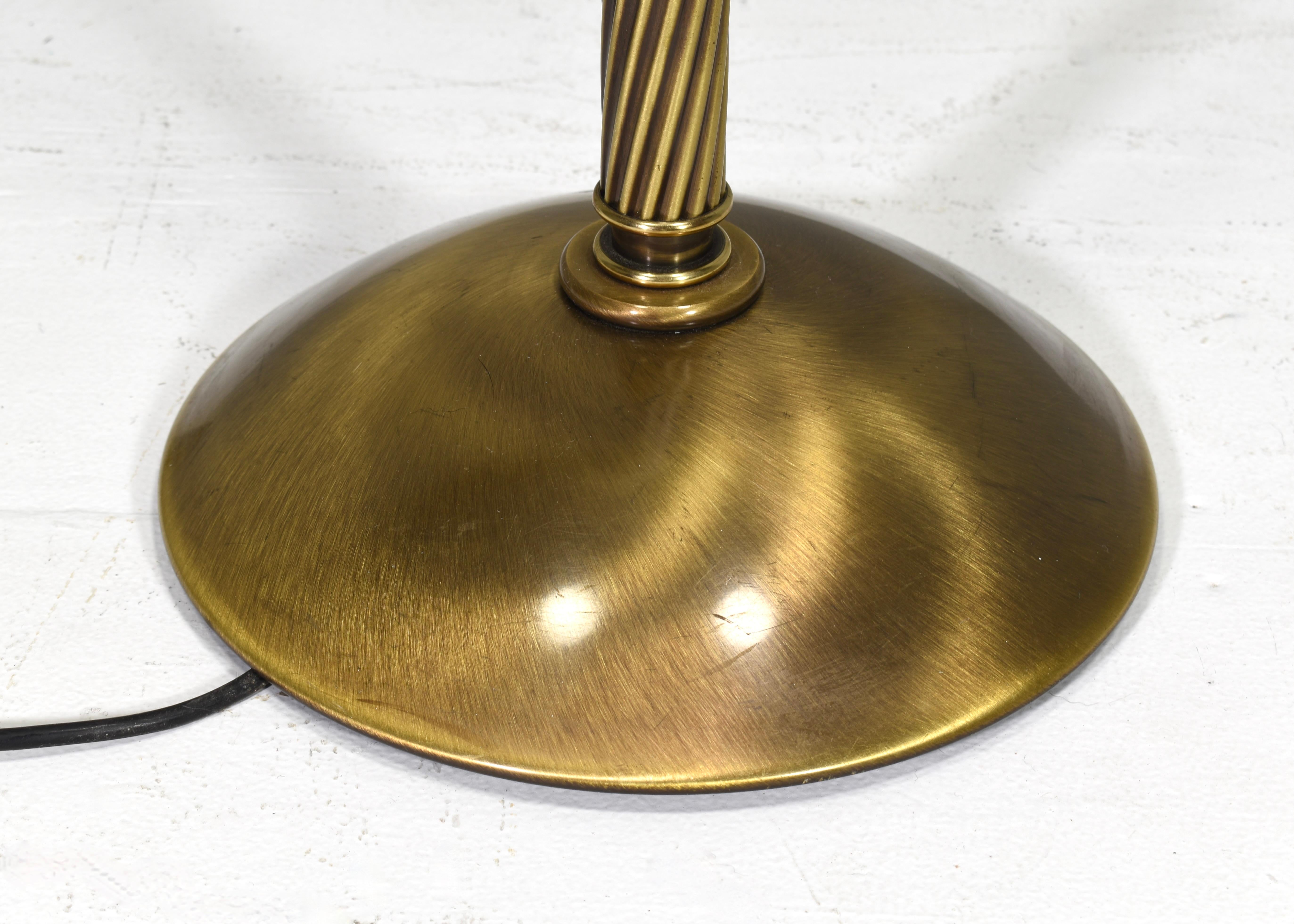 Relco Milano Turned Brass and Opaline Glass Floor Lamp, Italy - circa 1970 For Sale 1