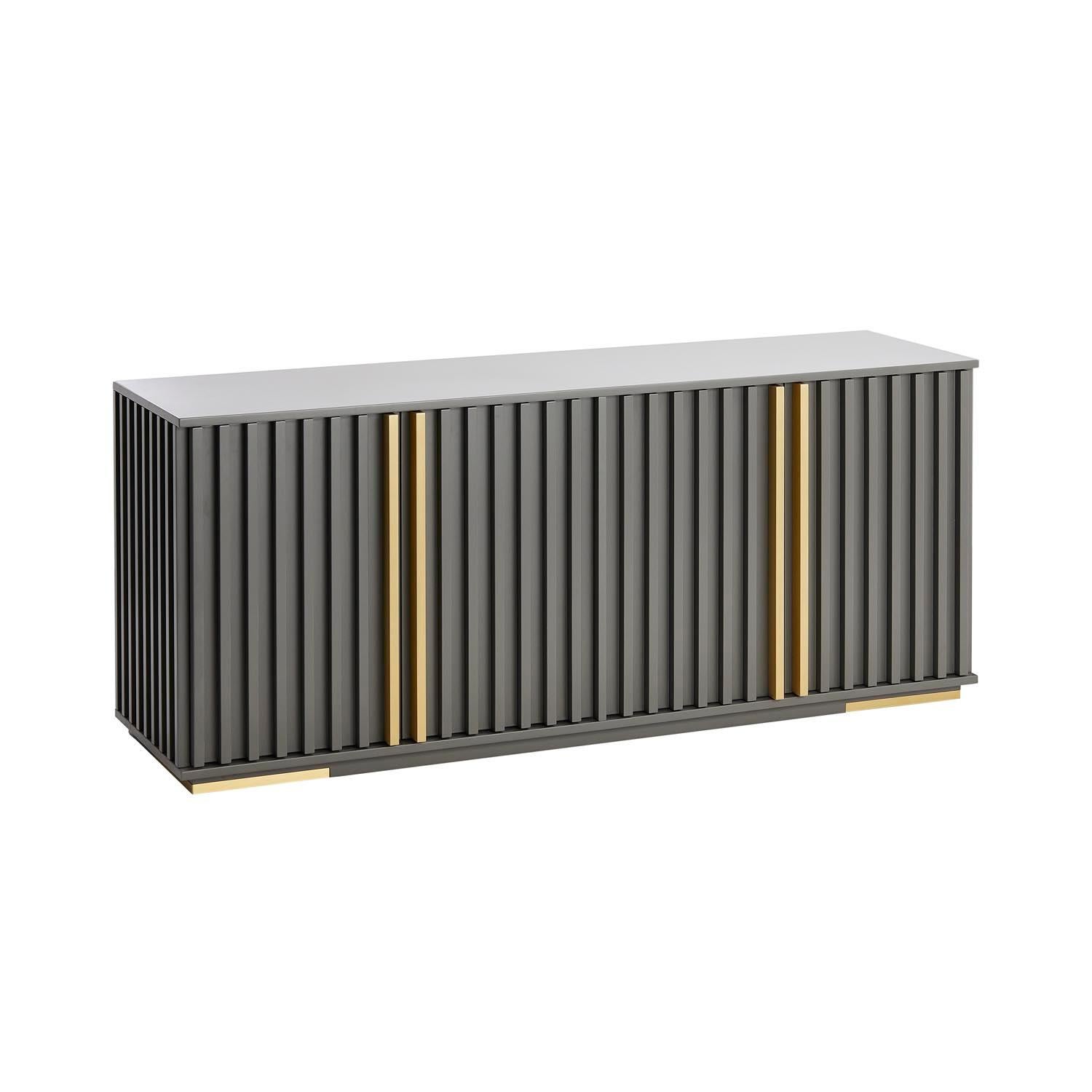 Modern RELEVO sideboard in custom colors and Antique Brass handles and feet For Sale