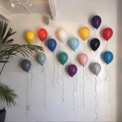 Cara-bien Blue glossy ceramic balloon sculpture handmade for wall, ceiling