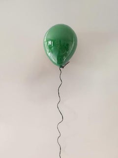  Glossy Dark Green ceramic balloon sculpture handmade for wall, ceiling 