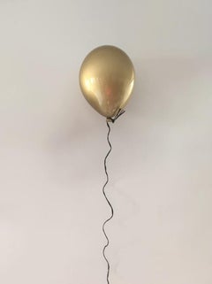 Gold glossy ceramic balloon sculpture handmade for wall, ceiling installation