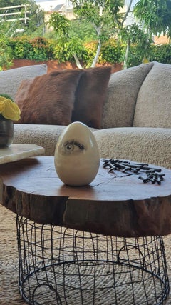Good eye ceramic egg sculpture, Eye positioned across, home & office decor
