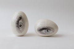 Good eye ceramic egg sculpture for home, office decor, collector piece