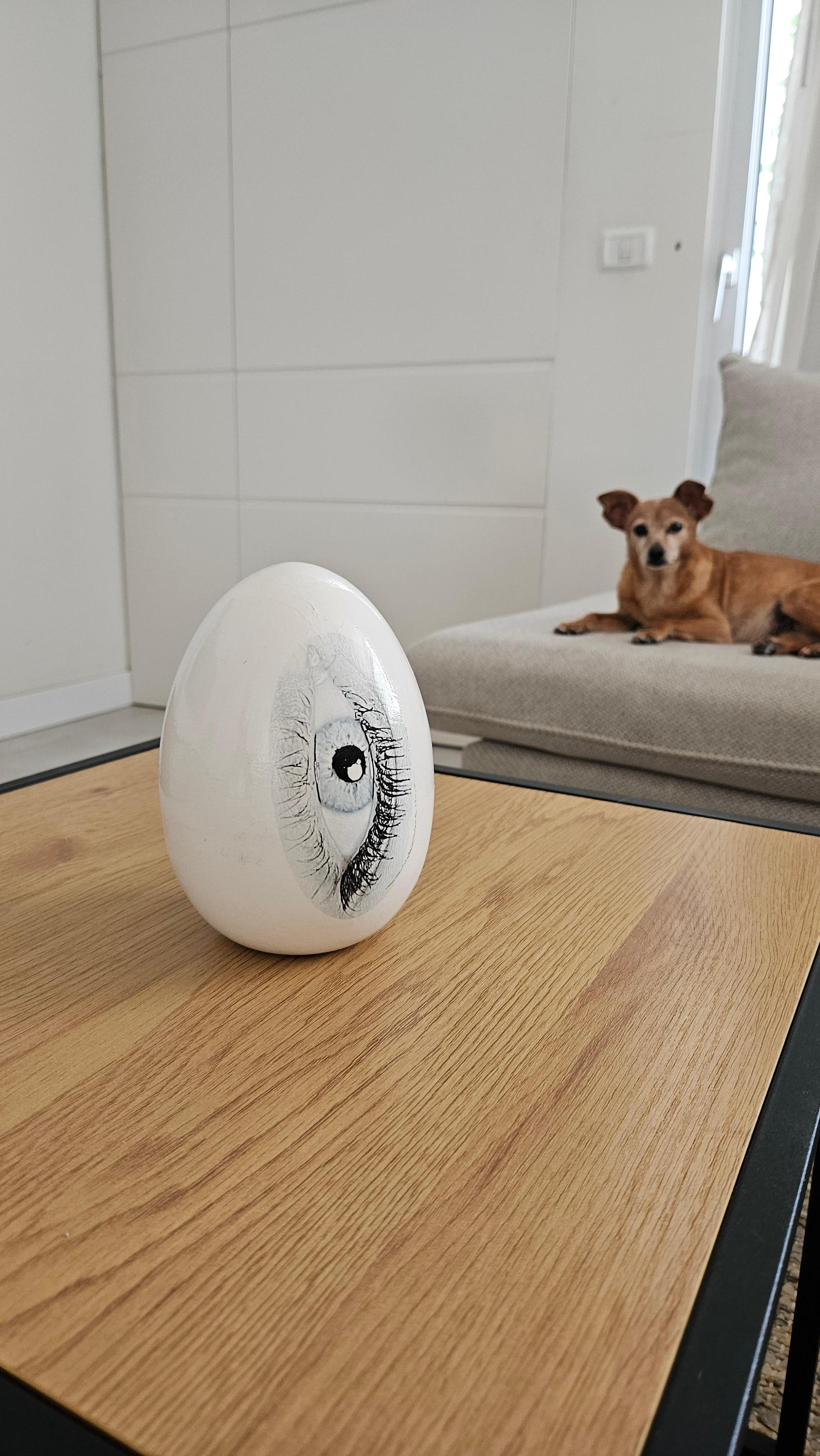 Gutes Auge Keramik Ei Skulptur für Haus, Büro Dekor, Sammlerstück.
handgefertigt im malerischen Dorf Arsuf in Israel ist ein Kunstwerk für Designer und Architekten ebenso wie für Hausbesitzer.
Harmonie und Grandeur kennzeichnen die Arbeit von Reli