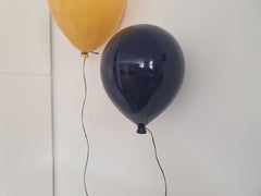 Indigo Dark Blue ceramic balloon sculpture for wall, ceiling installation.