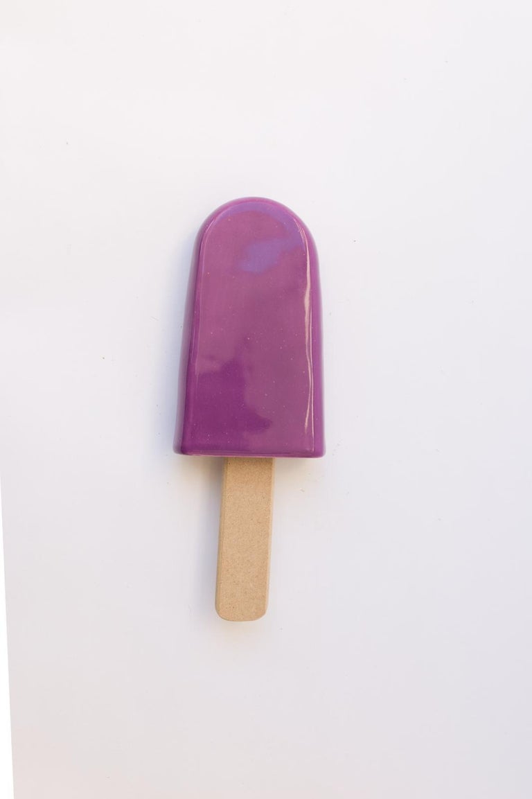 Purple glossy ceramic popsicle - Contemporary Sculpture by Reli Smith and Osnat Yaffe Zimmerman