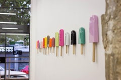 Set of 12 glossy ceramic popsicles wall hanging