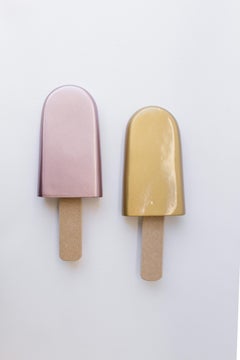 set of 2 golden ceramic popsicles - Rose and yellow gold 