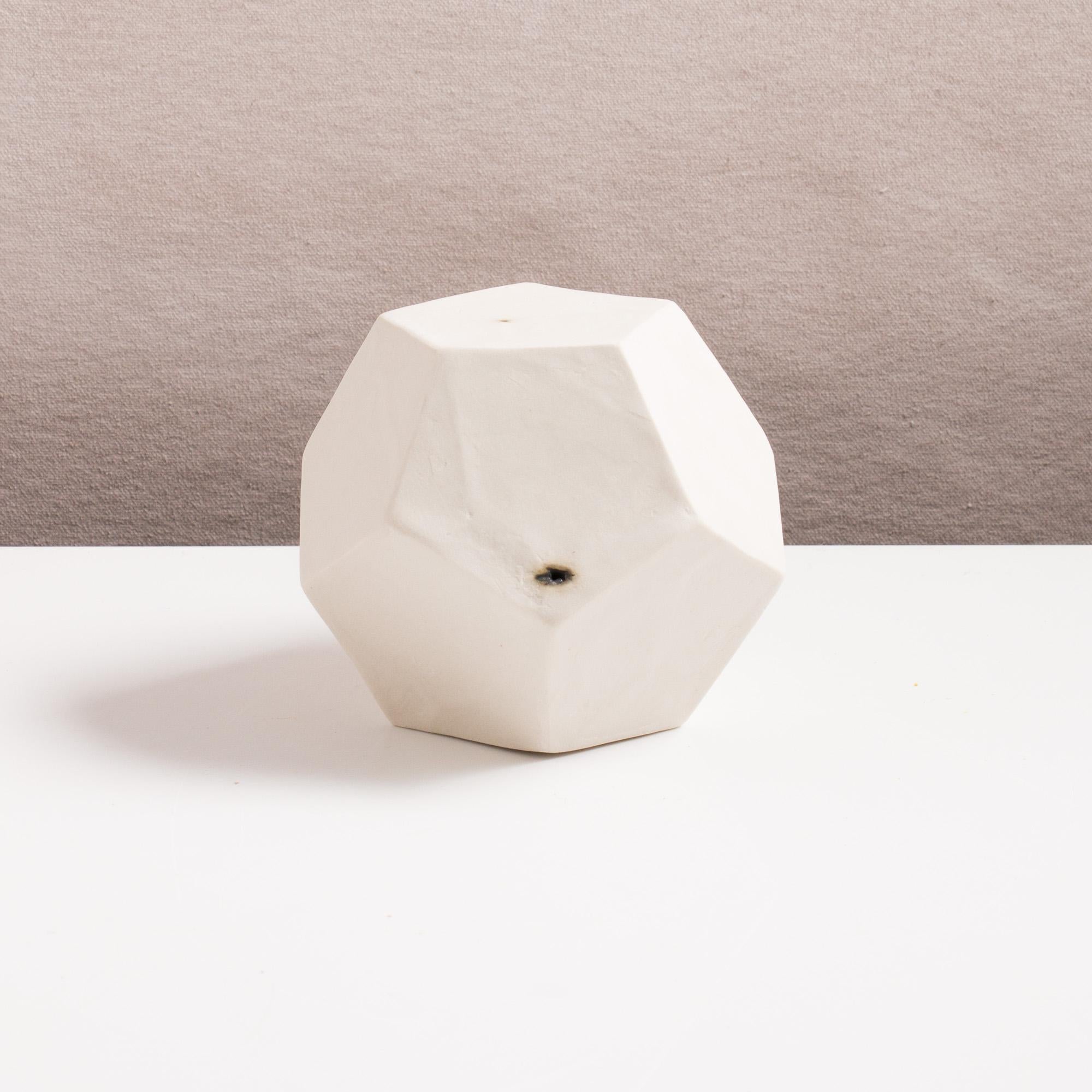 American Relic Dodecahedron, Geometric White Porcelain Ceramic Small Sculptural Object For Sale