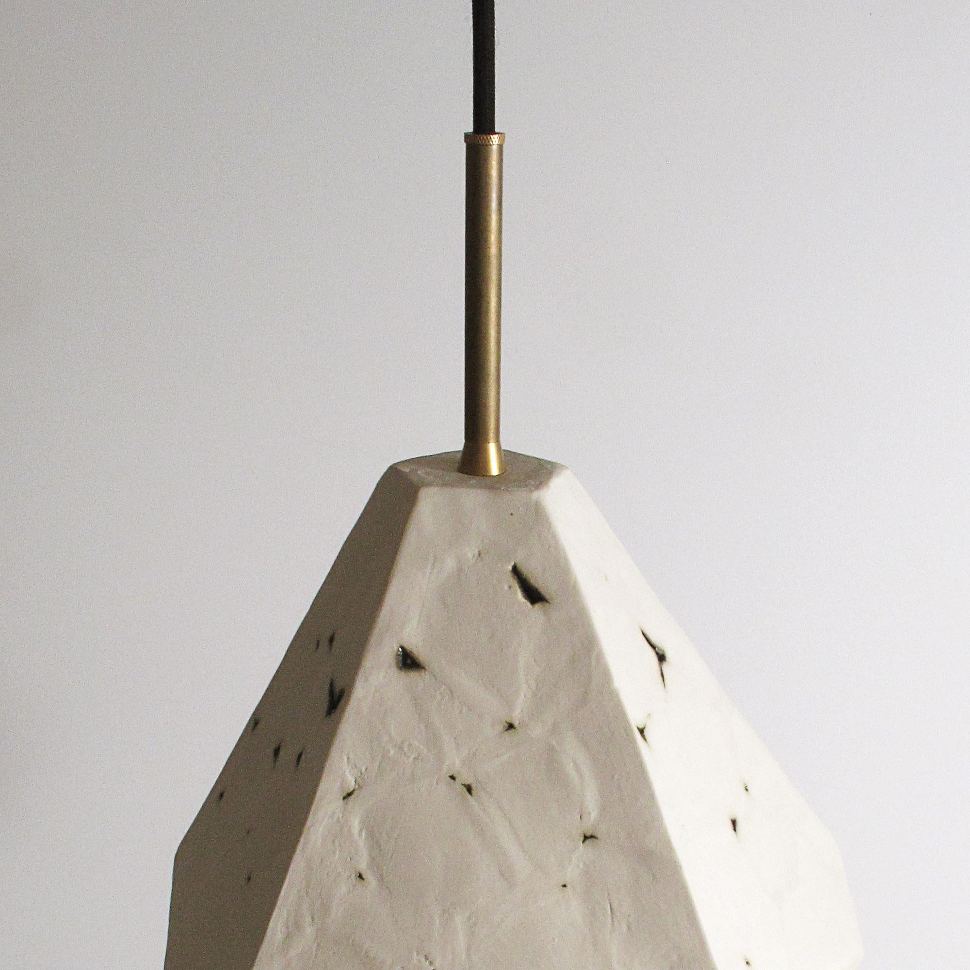 American Relic Mega - Extra Large Geometric White Porcelain and Brass Modern Pendant Lamp For Sale