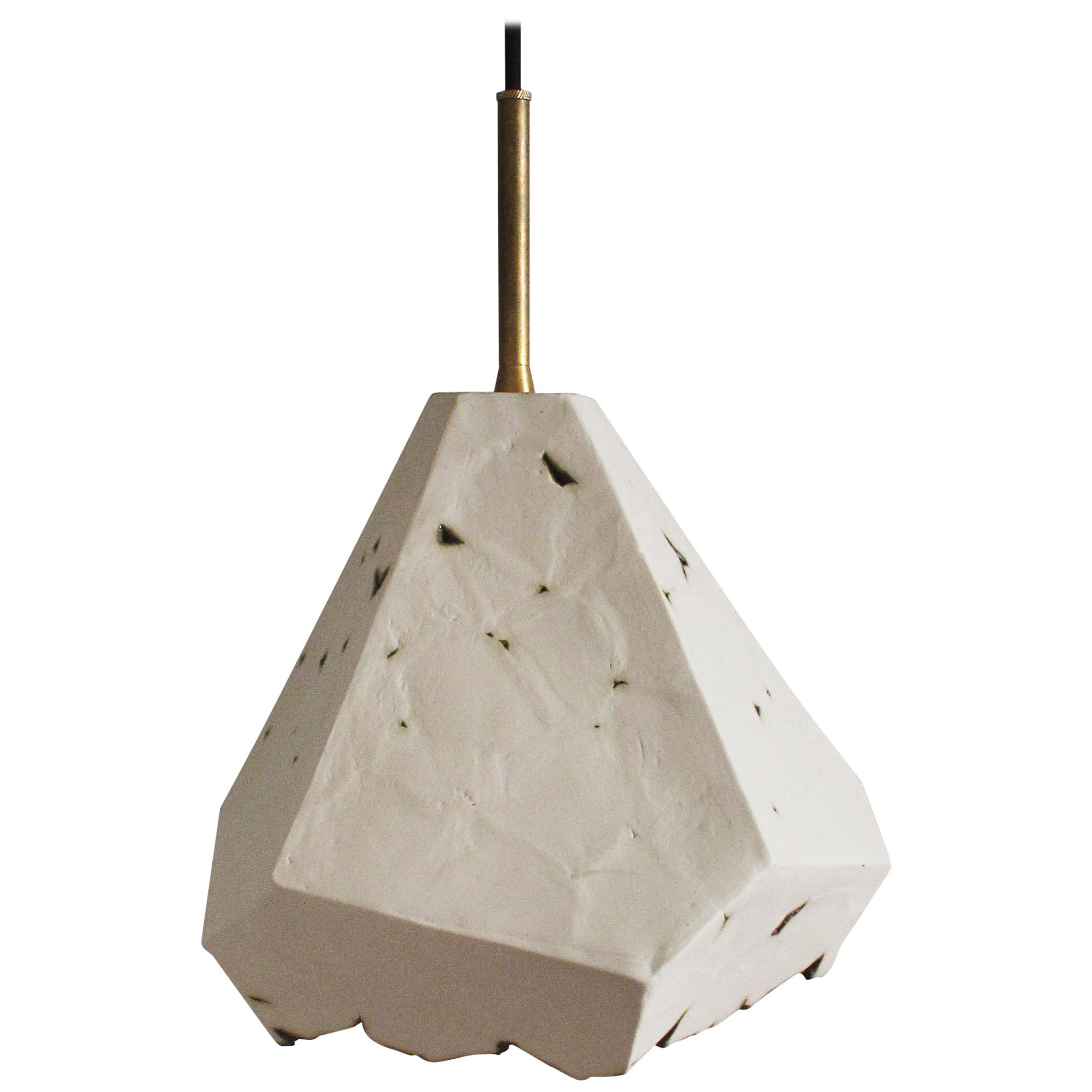 Relic Mega - Extra Large Geometric White Porcelain and Brass Modern Pendant Lamp For Sale