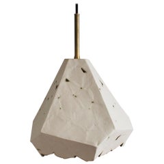 Relic Extra Large Geometric White Porcelain and Brass Modern Pendant Lamp
