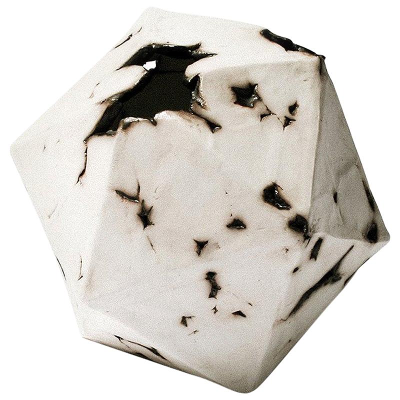 Relic Icosahedron, Geometric White Porcelain Ceramic Small Sculptural Object For Sale