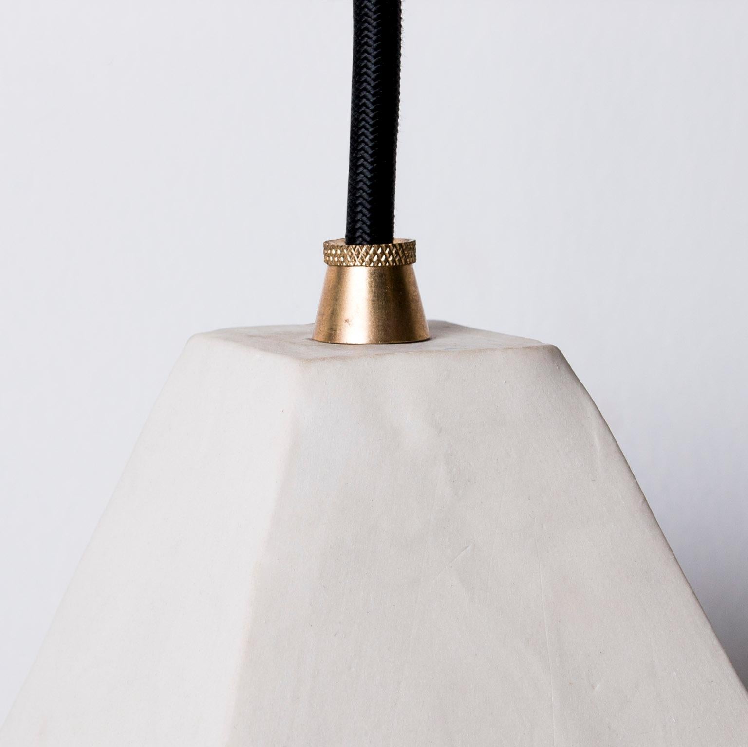 American Relic Lantern - Geometric White Porcelain and Brass Modern Sconce For Sale