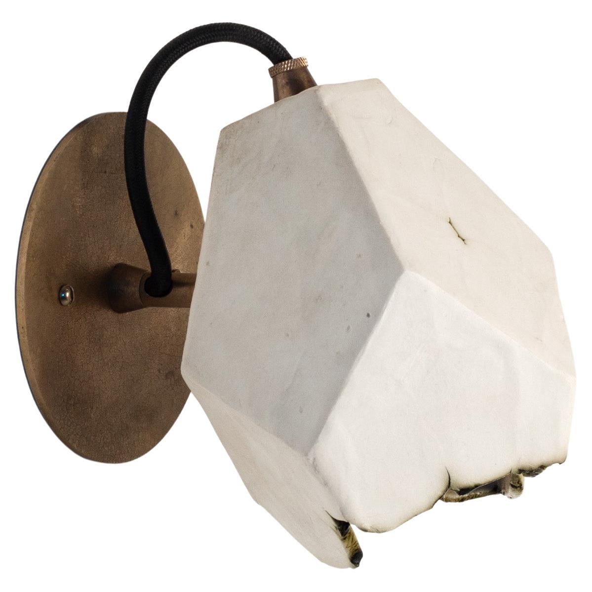Relic Spotlight - Geometric White Porcelain and Brass Modern Sconce For Sale