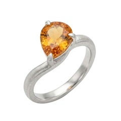 Relic Wave Ring with 1.77ct Pear-Shaped Madeira Citrine Ring