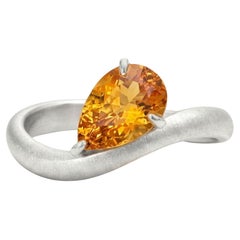 Relic Wave Ring with 1.77ct Pear-Shaped Madeira Citrine Ring