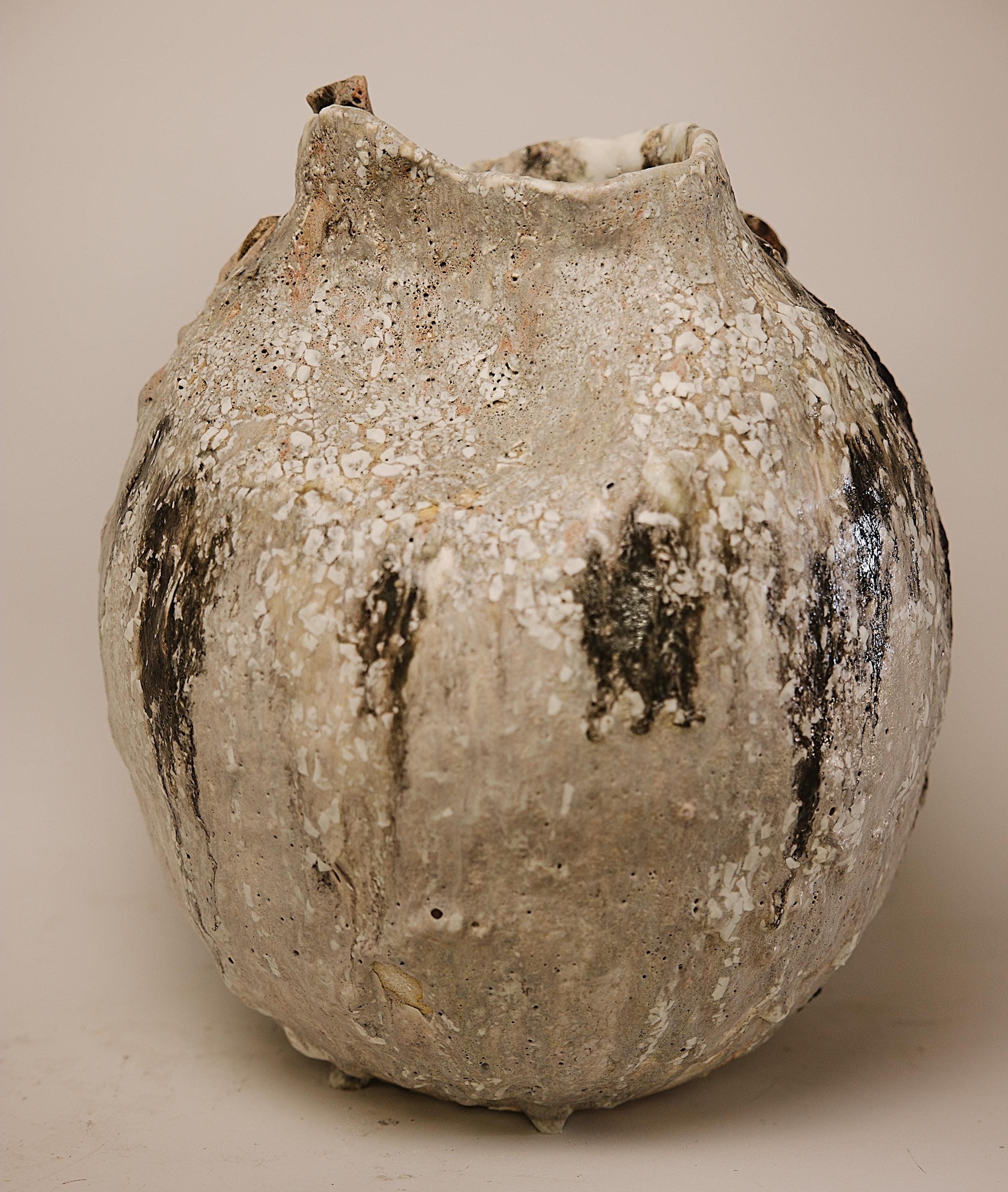 Organic Modern Relics Handmade- Large Stoneware  vase For Sale