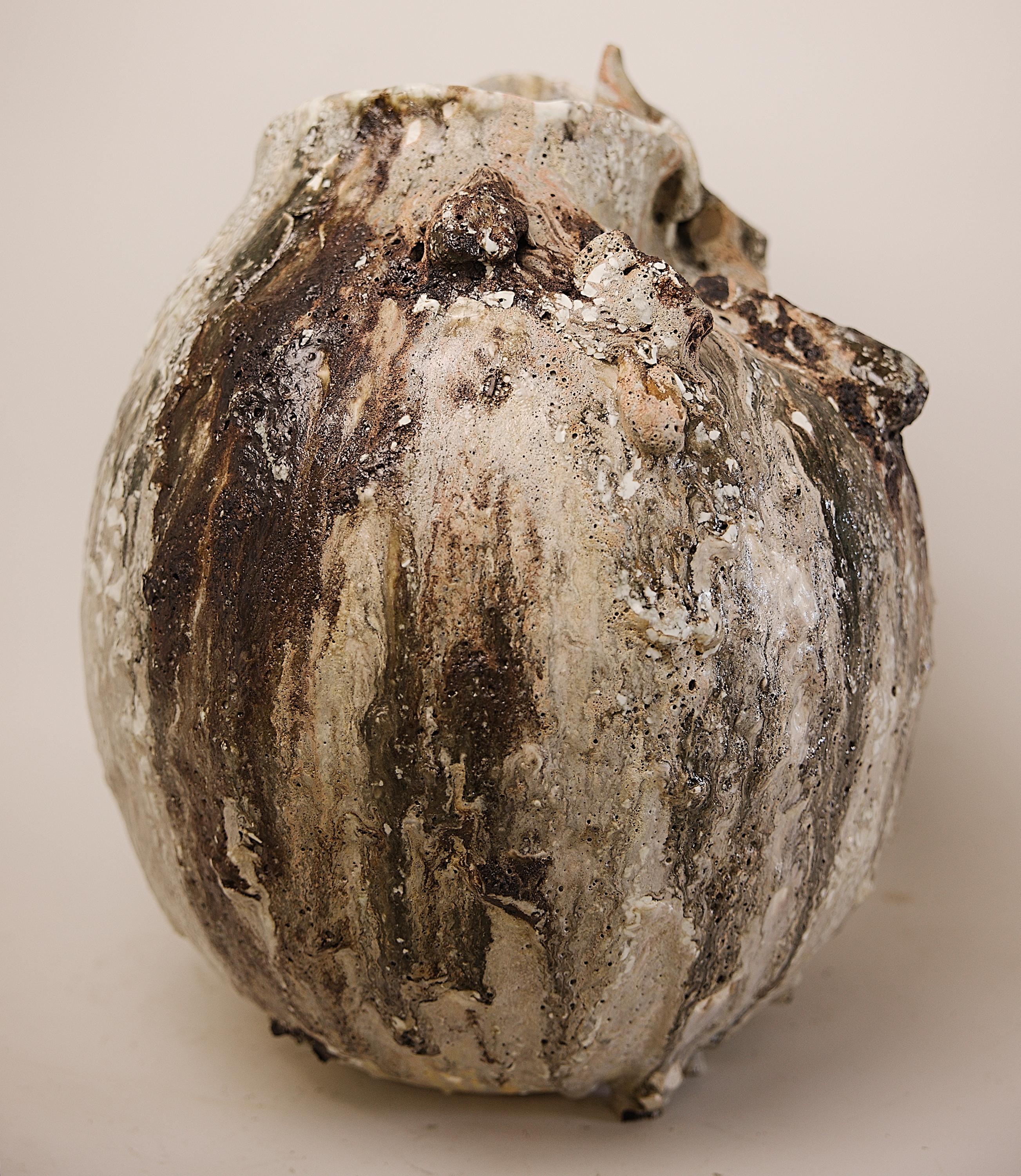 Glazed Relics Handmade- Large Stoneware  vase For Sale