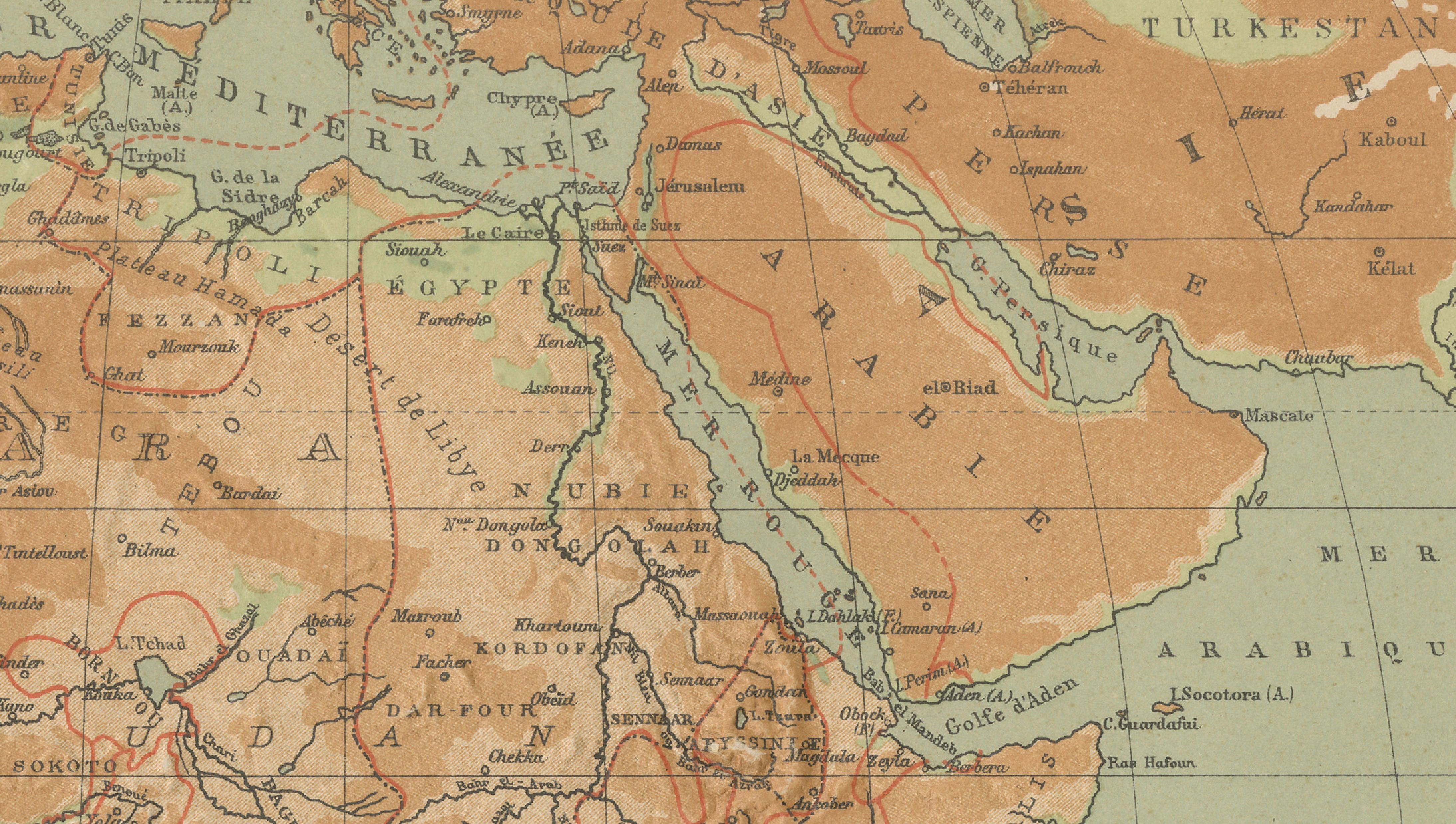 XIXe siècle Atlas en relief de l'Afrique par Hachette - Antique c.1883 French Map en vente