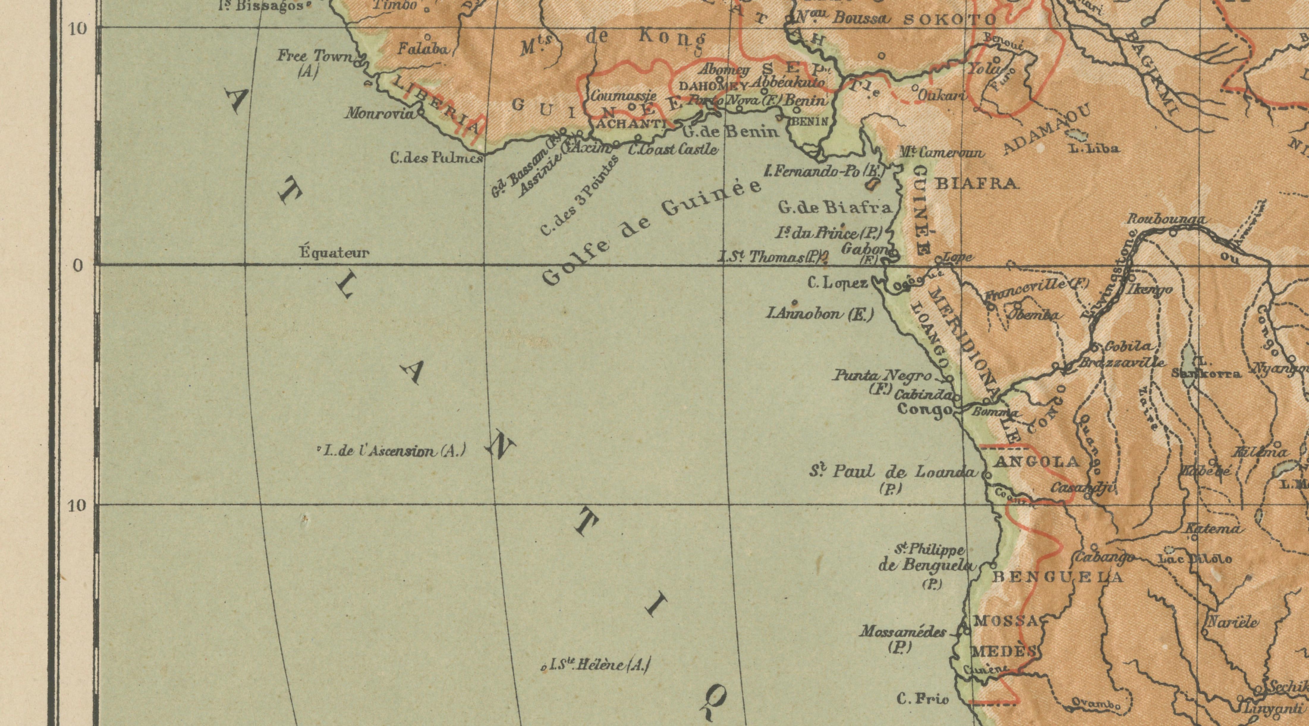 Atlas en relief de l'Afrique par Hachette - Antique c.1883 French Map en vente 1