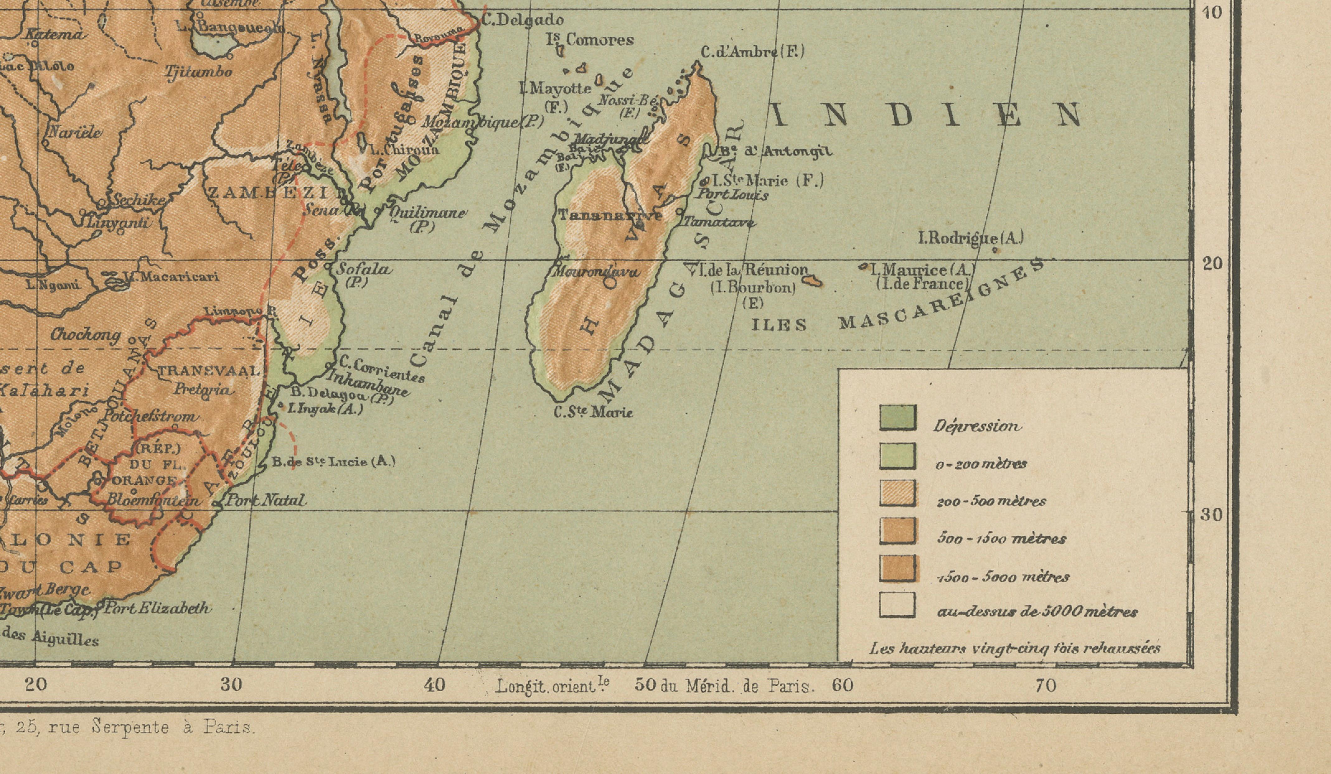 Atlas en relief de l'Afrique par Hachette - Antique c.1883 French Map en vente 3