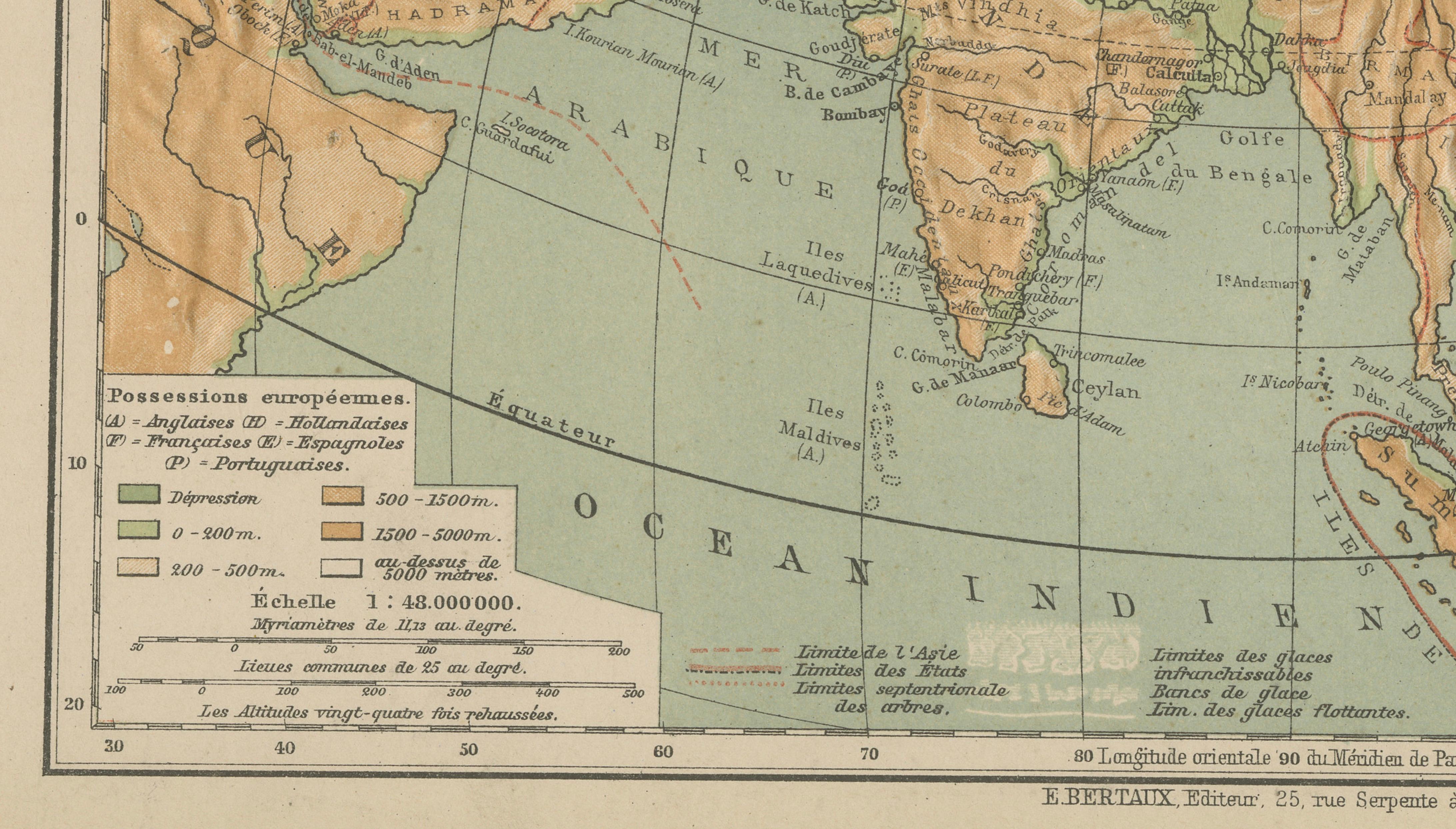 Atlas en relief de l'Asie par Hachette - Carte Antique French, circa 1883 en vente 2