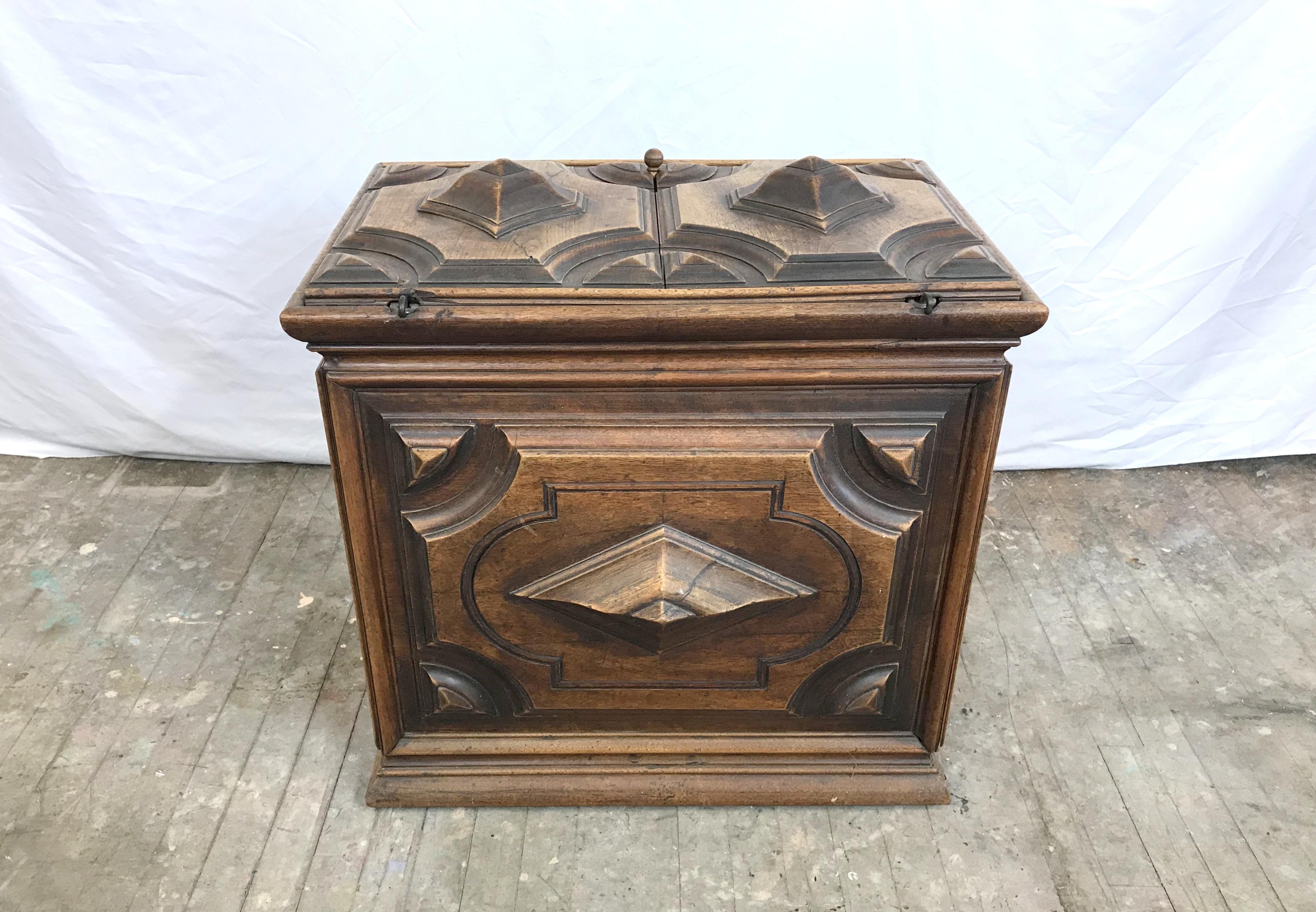 Iron Relief Carved French 18th Century Chest from Academy Award Winner Elmo Williams For Sale