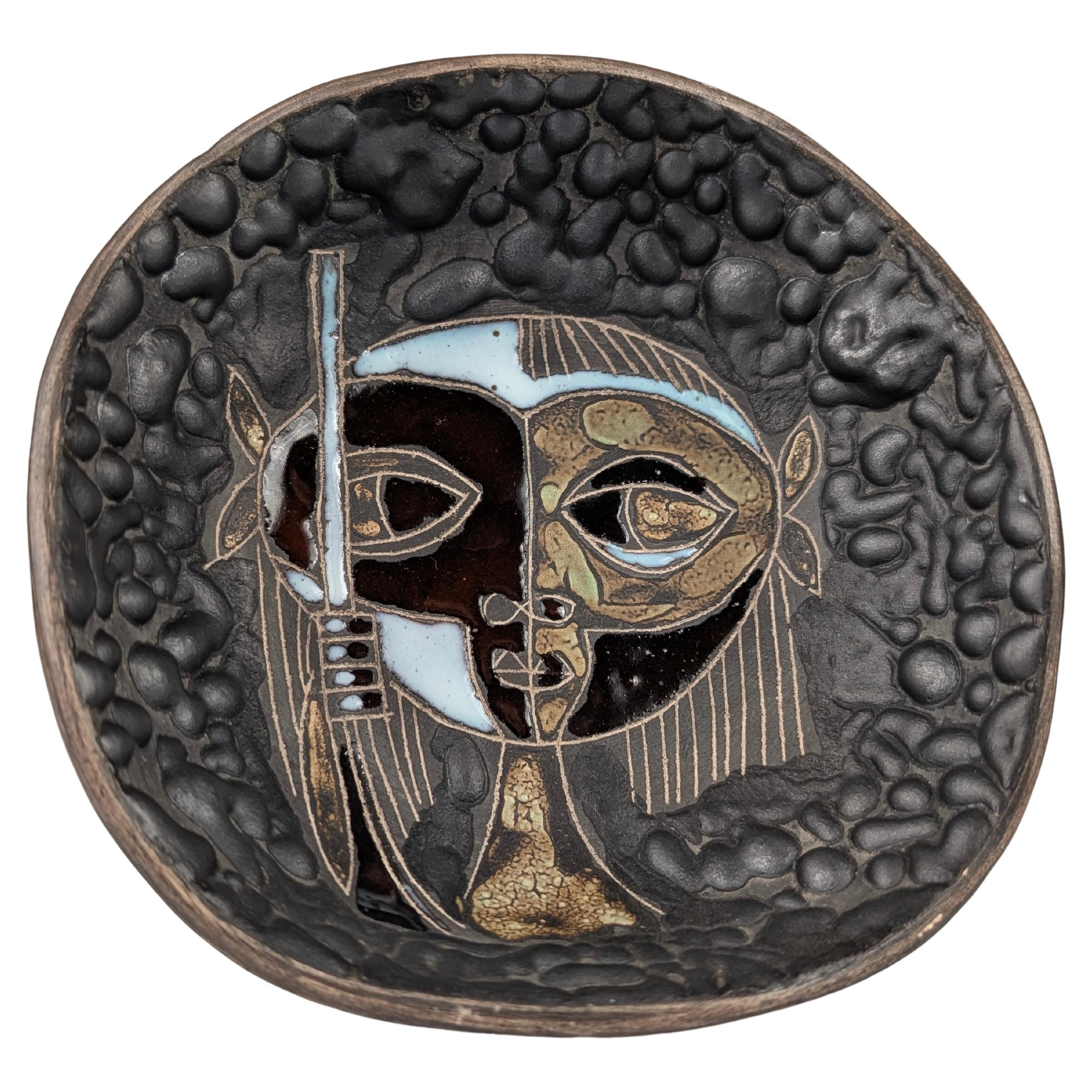 Cuenco de cerámica en relieve de Marcello Fantoni, años 50