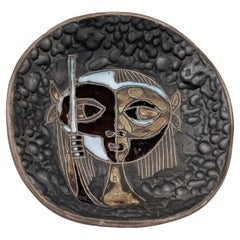 Keramikschale mit Relief von Marcello Fantoni, 1950er Jahre